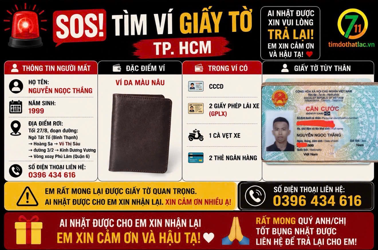 🆘 [TP. HCM] Tìm Ví & Giấy tờ Nguyễn Ngọc Thắng 1999
