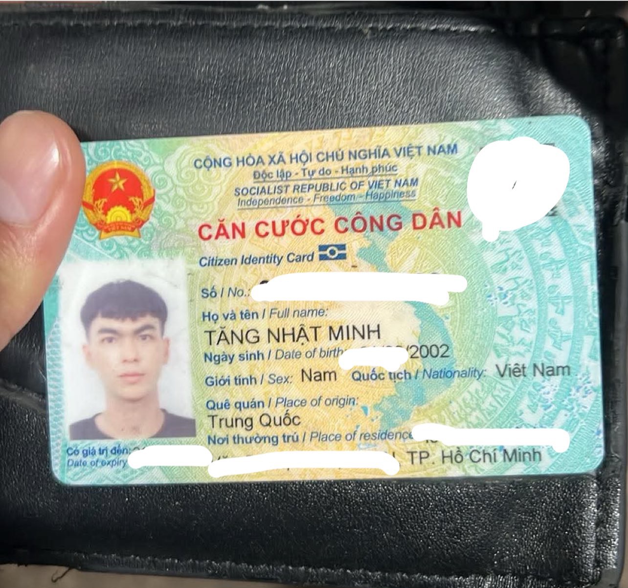 🆘🆘 Tìm ví giấy tờ rơi ở TPHCM tên Tăng Nhật Minh 2002