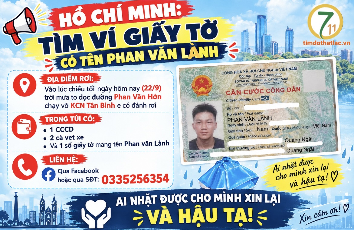 ‼️Hồ Chí Minh: Tìm ví giấy tờ có tên Phan Văn Lành