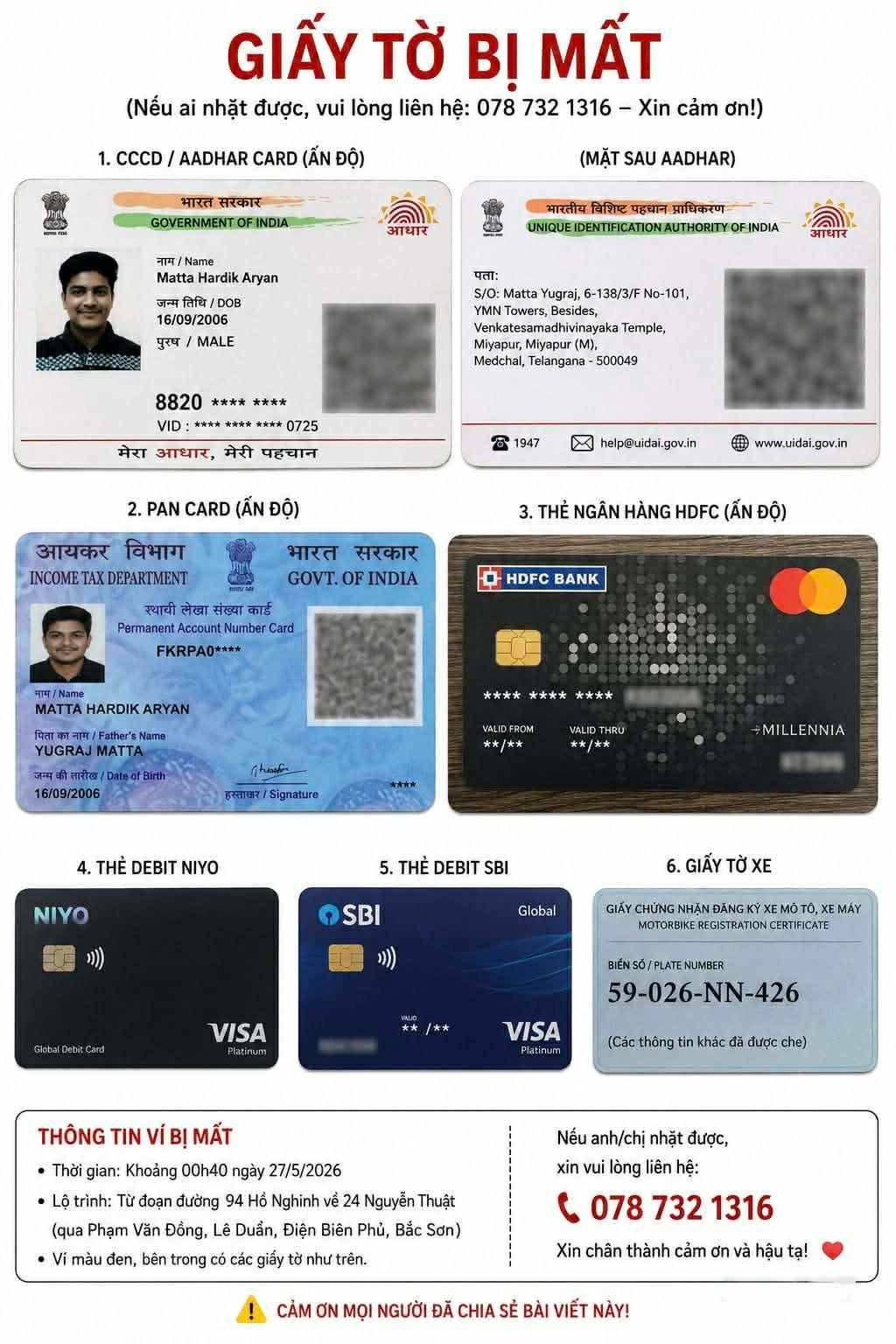 📌 RƠI VÍ GIẤY TỜ Ở ĐÀ NẴNG của bạn người Ấn Độ