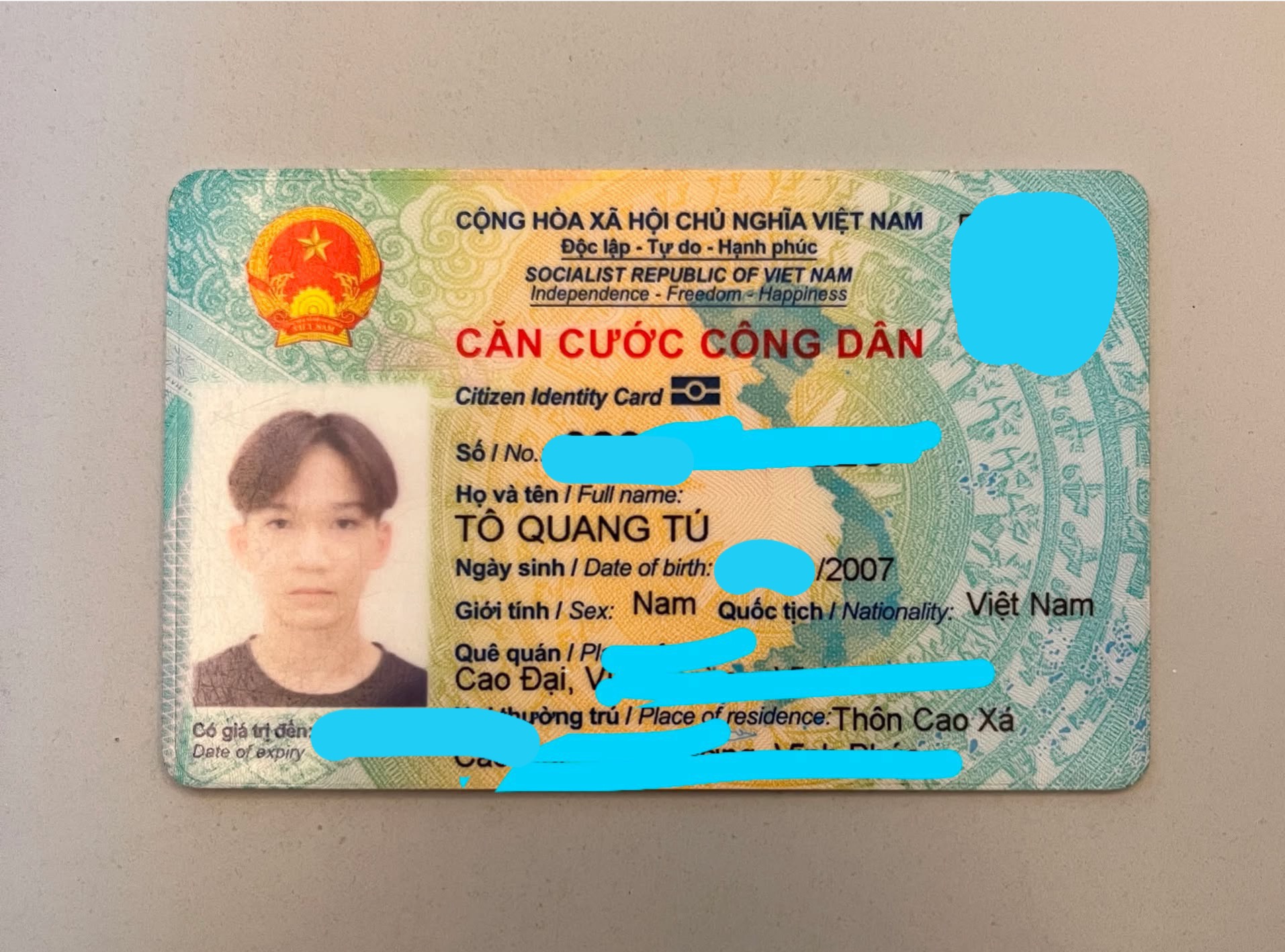 🆘 Rơi ví giấy tờ ở Hà Nội tên Tô Quang Tú 2007