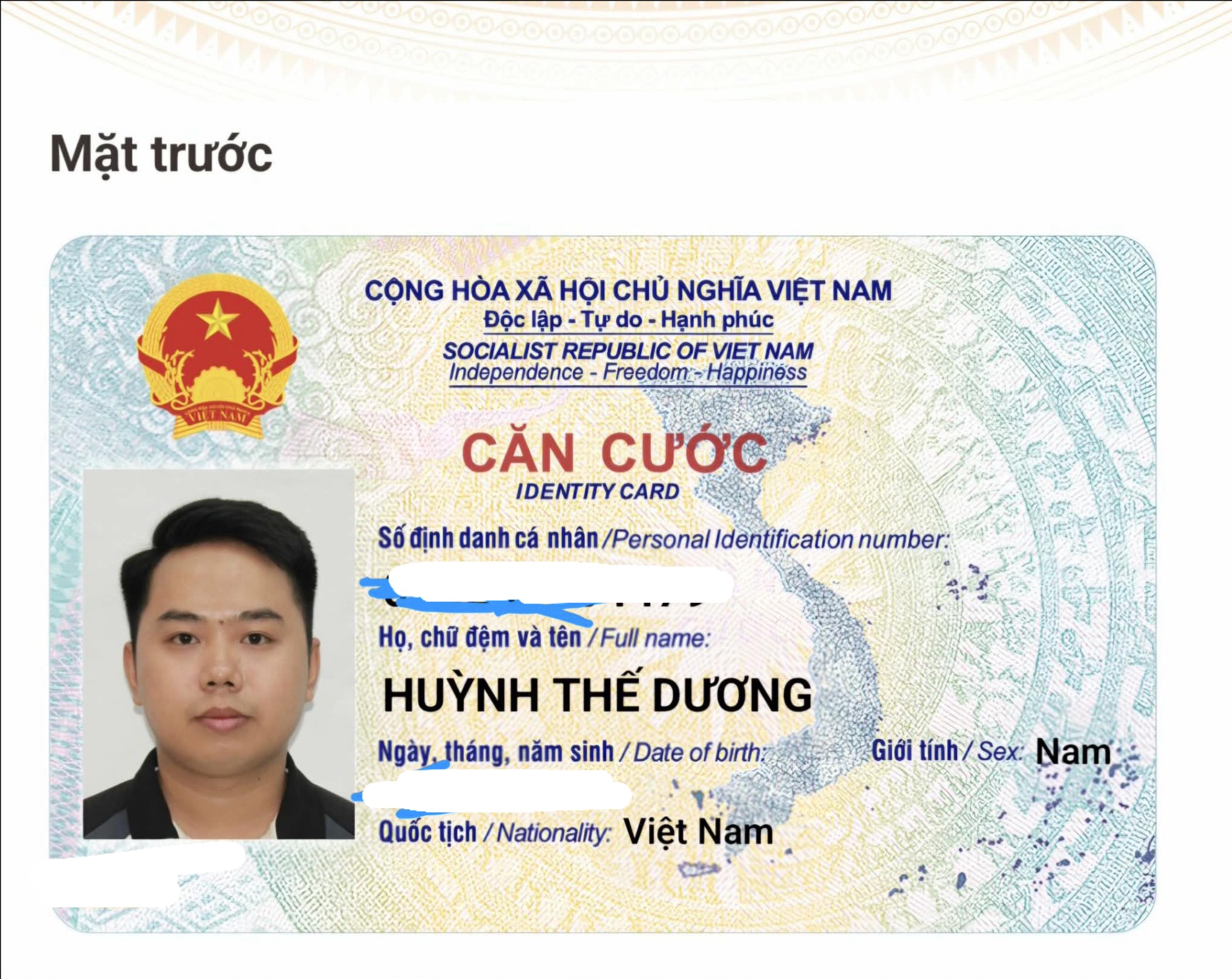 ‼️Hồ Chí Minh: Tìm cccd tên Huỳnh Thế Dương