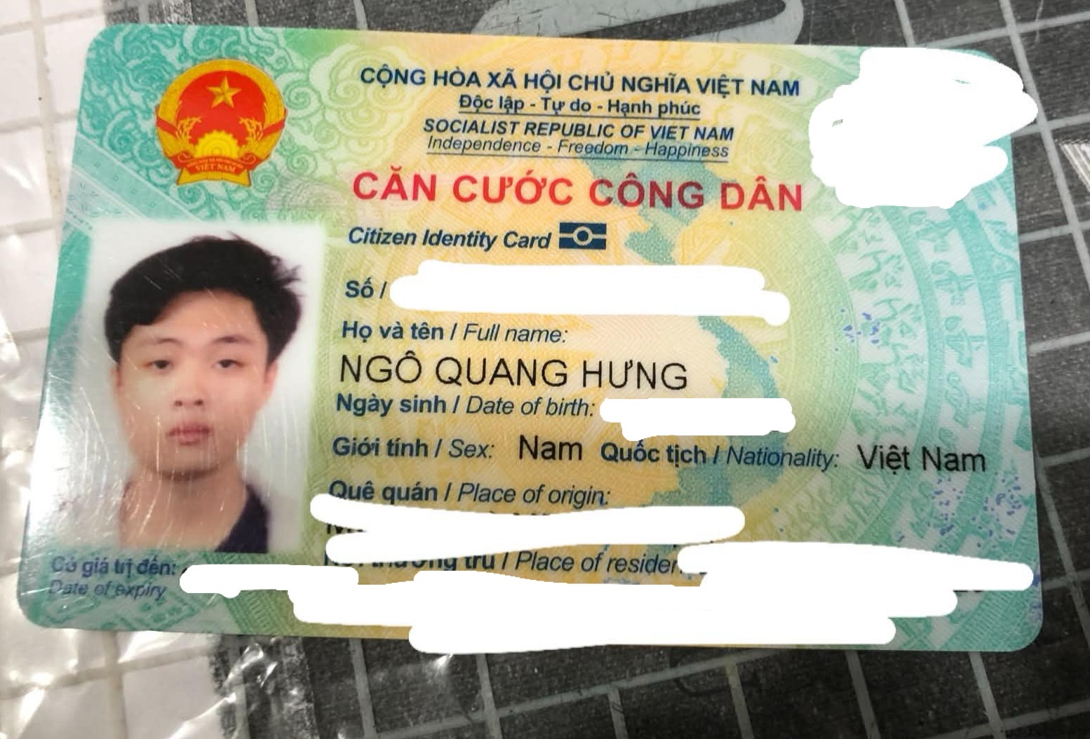 ‼️ Hà Nội :  Tìm ví giấy tờ có tên Ngô Quang Hưng