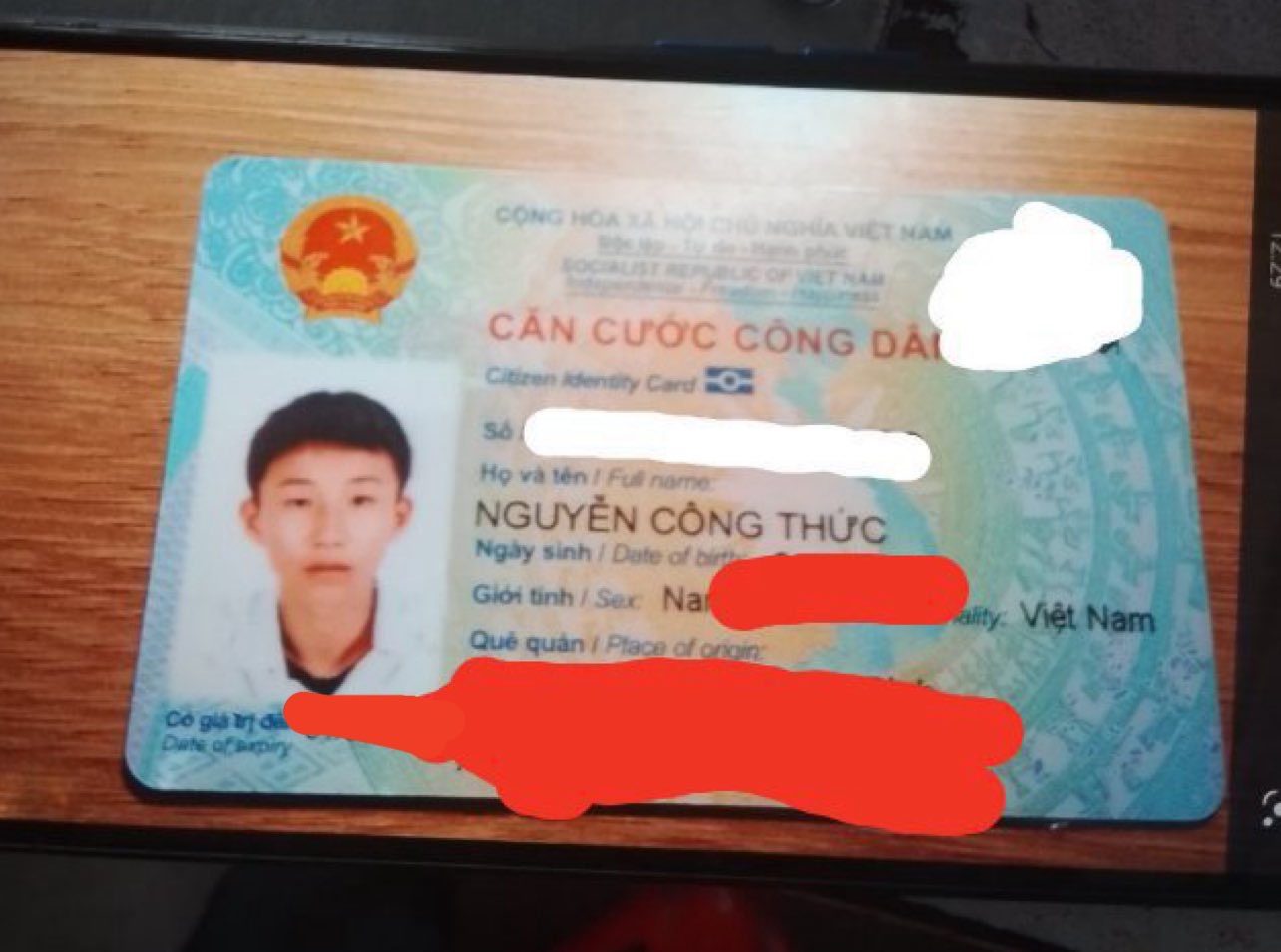 🆘 TÌM CCCD rơi ở Hải Phòng tên Nguyễn Công Thức 2009
