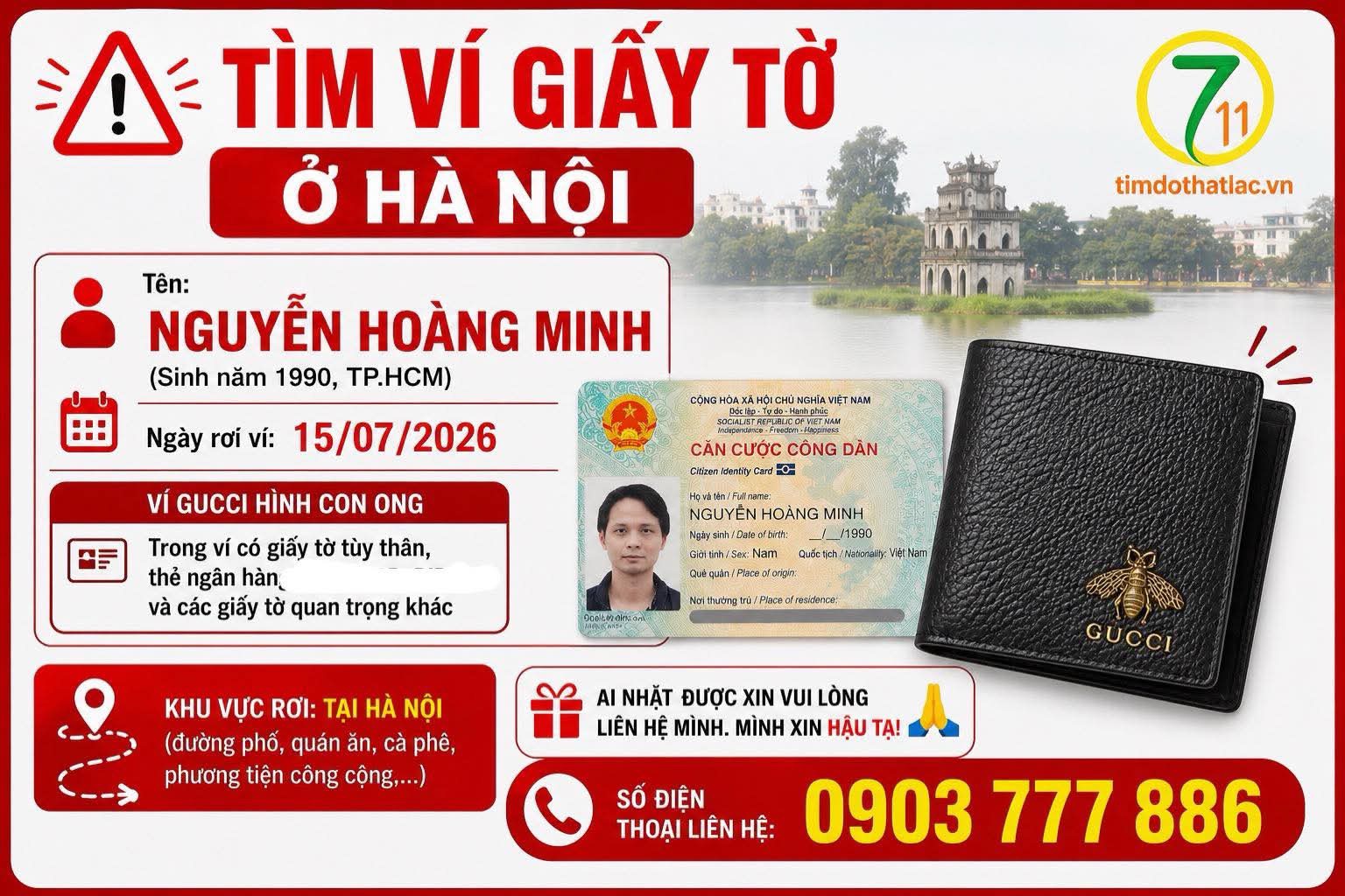 🆘 Tìm ví giấy tờ ở Hà Nội tên Nguyễn Hoàng Minh 1990 tpHCM