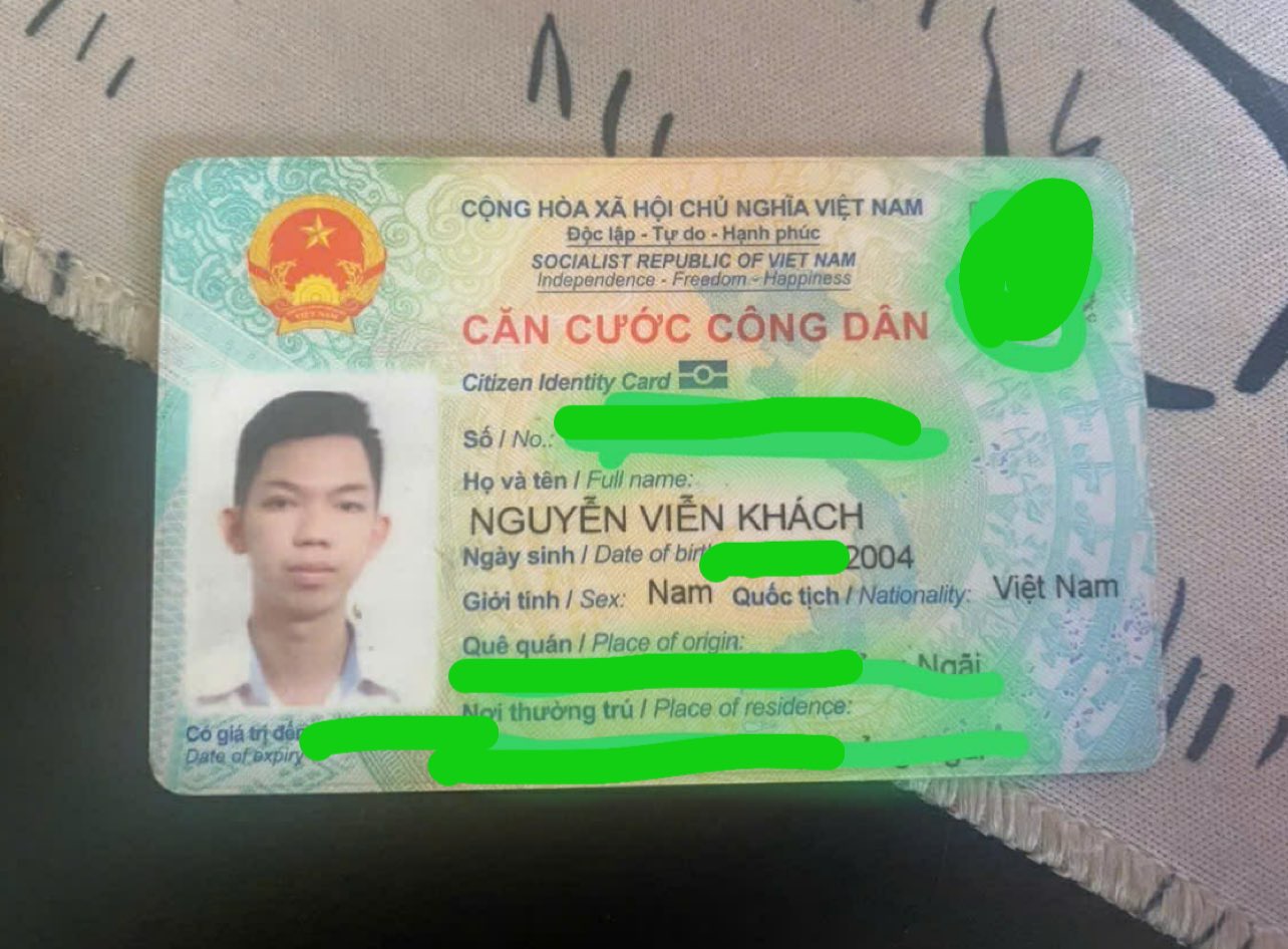 🆘 Rơi ví giấy tờ ở Đà Nẵng tên Nguyễn Viễn Khách 2004 Quảng Ngãi