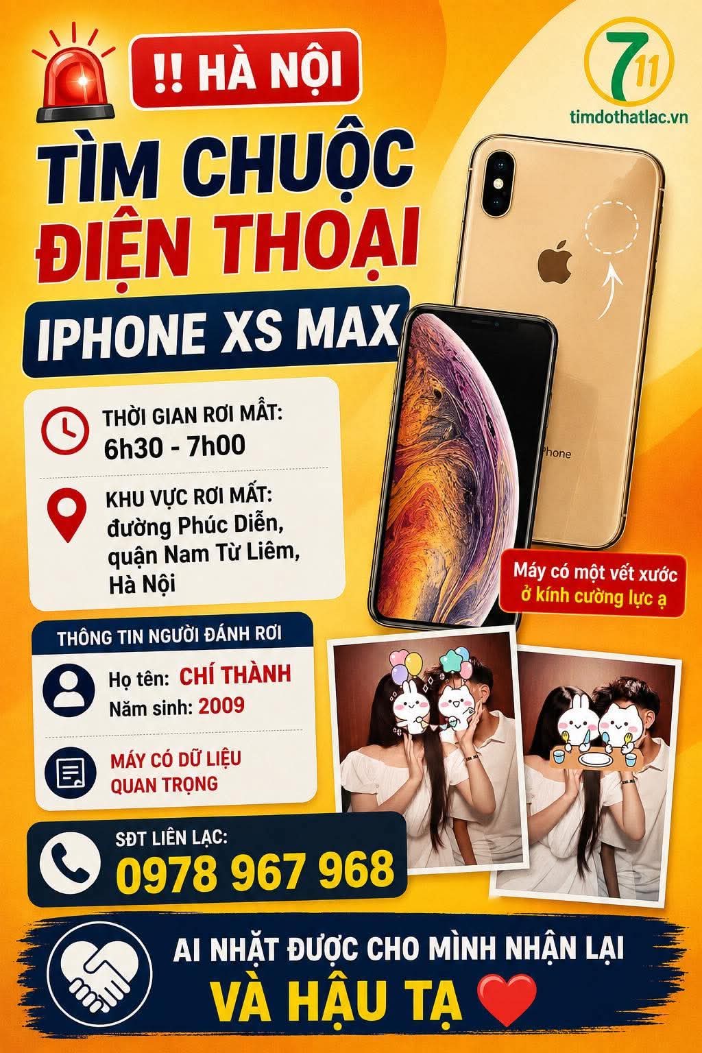 ‼️Hà Nội: Tìm chuộc điện thoại iphone xs max có dữ liệu quan trọng
