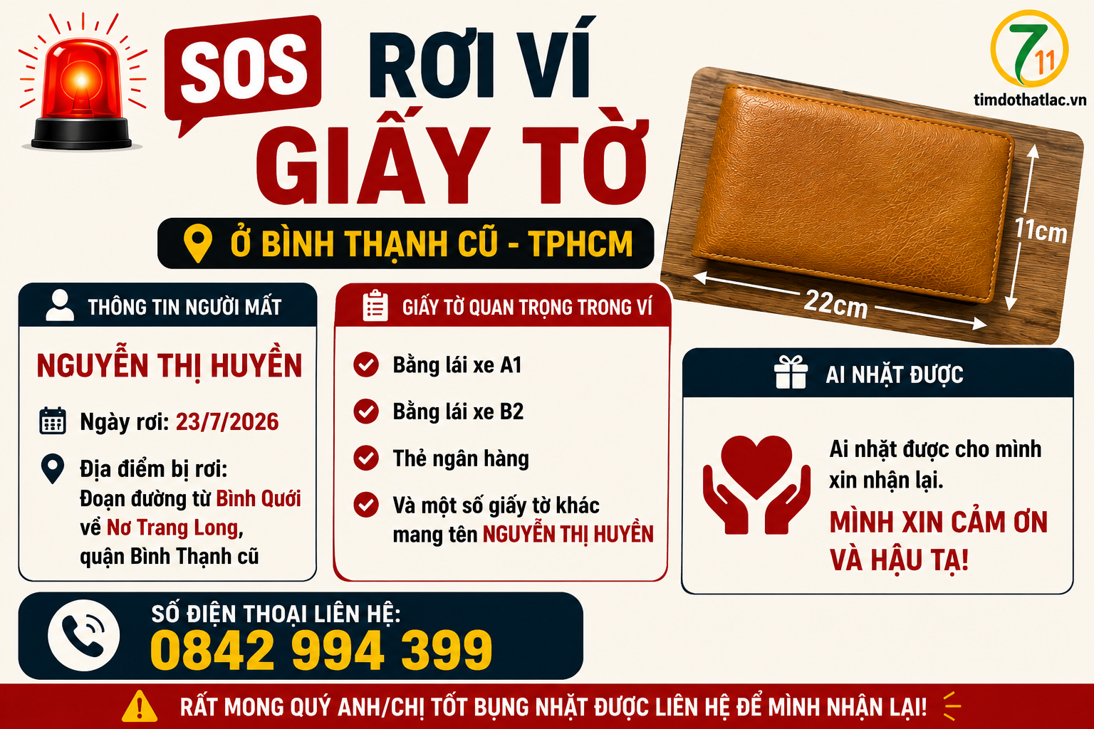 🆘Rơi ví giấy tờ ở Bình Thanhh cũ - TPHCM tên Nguyễn Thị Huyền