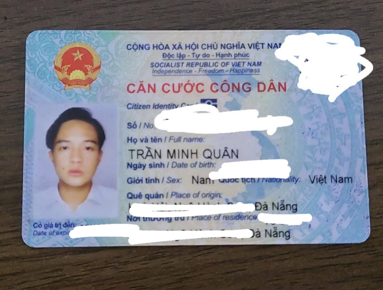 Rơi ví Đà Nẵng tên Trần Minh Quân 2003