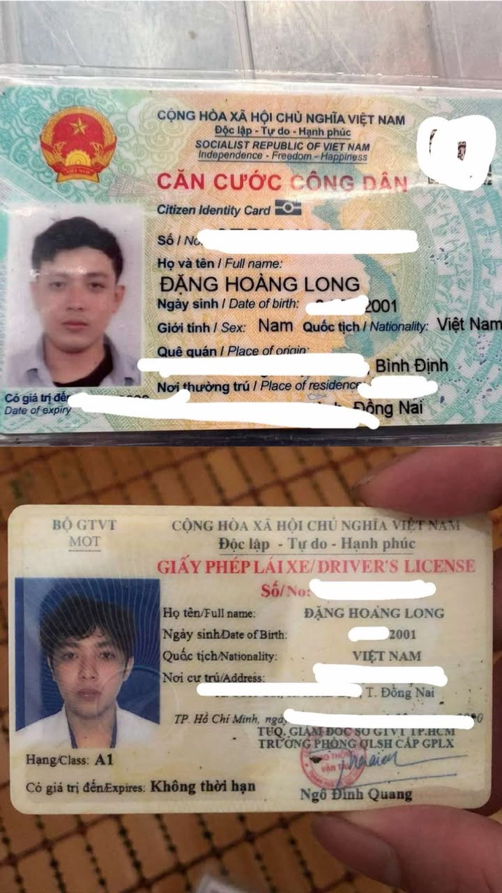 Rơi ví giấy tờ ở tpHCM tên Đặng Hoàng Long