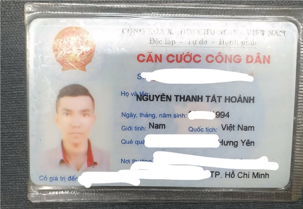 RƠI VÍ GIẤY TỜ Ở TPHCM tên Nguyễn Thanh Tất Hoành