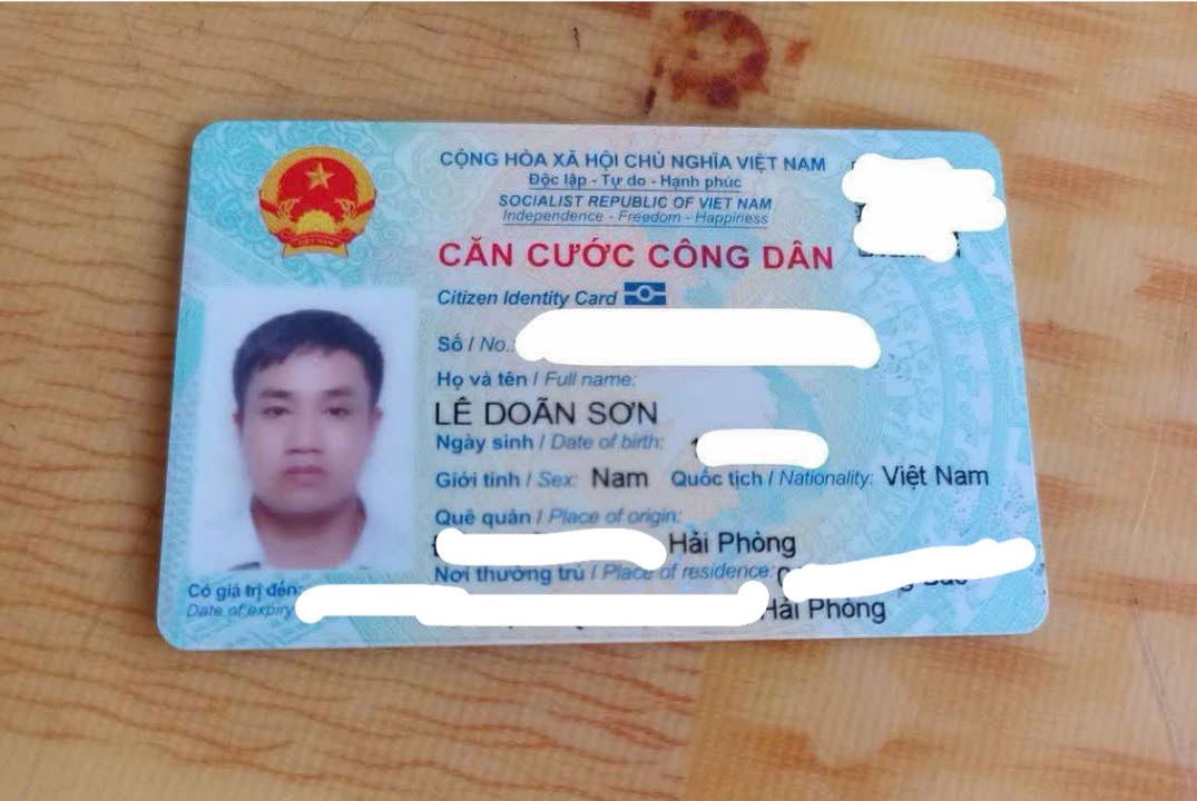 Tìm ví giấy tờ rơi ở Hải Phòng - Hưng Yên tên Lê Doãn Sơn