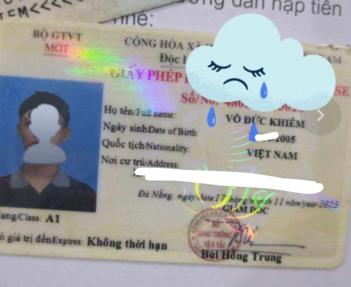 📌 Rơi ví tại Đà Nẵng tên Võ Đức Khiêm 2005 