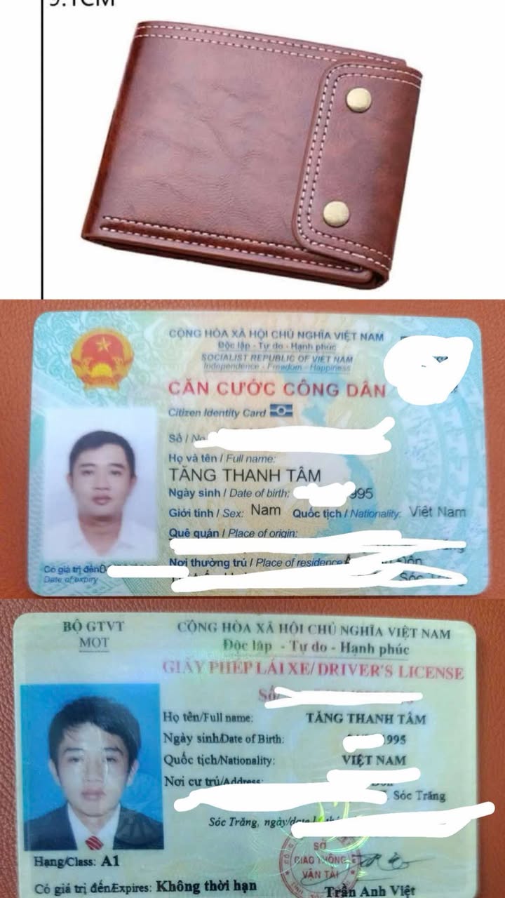 Tìm ví giấy tờ rơi ở TpHCM tên Tăng Thanh Tâm