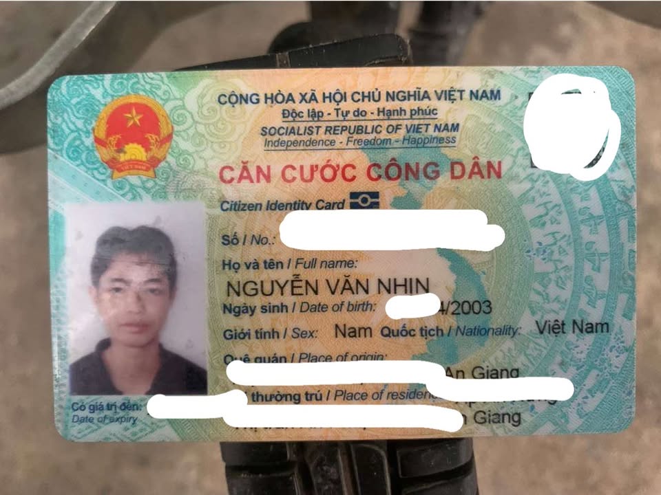 Rơi ví giấy tờ ở TpHCM tên Nguyễn Văn Nhịn 2003 An Giang