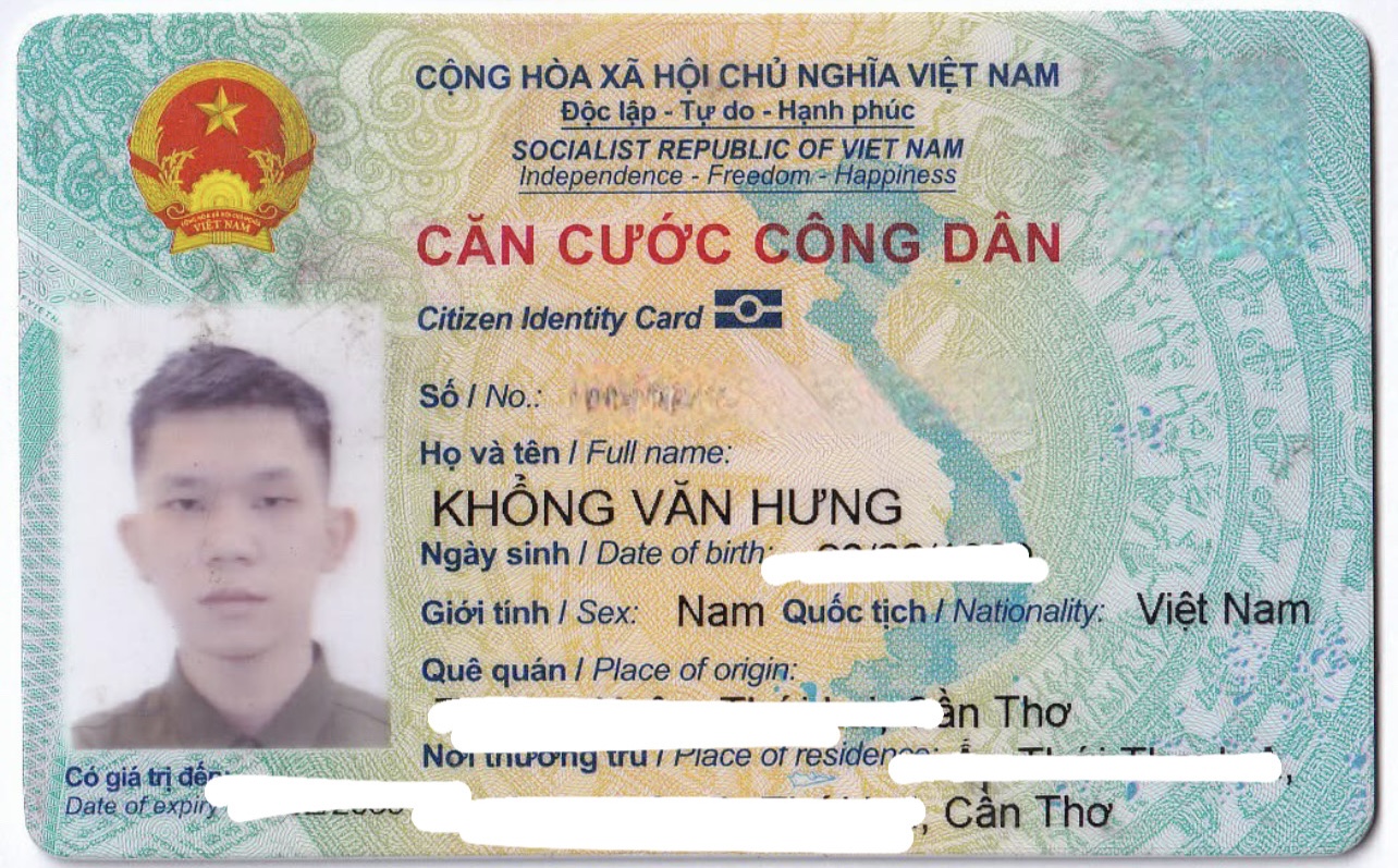 Rơi căn cước ở Cần Thơ tên Khổng Văn Hưng