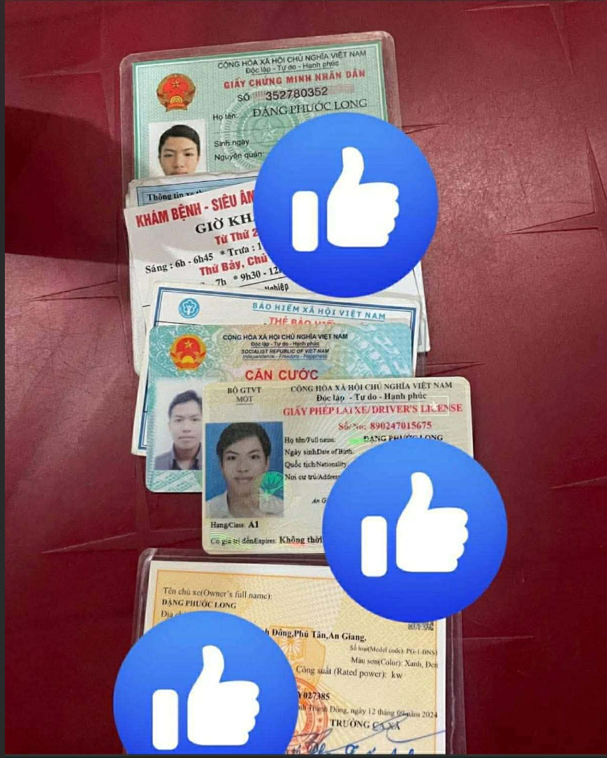 Nhặt được ví giấy tờ của anh Đặng Phước Long ở Cần Thơ