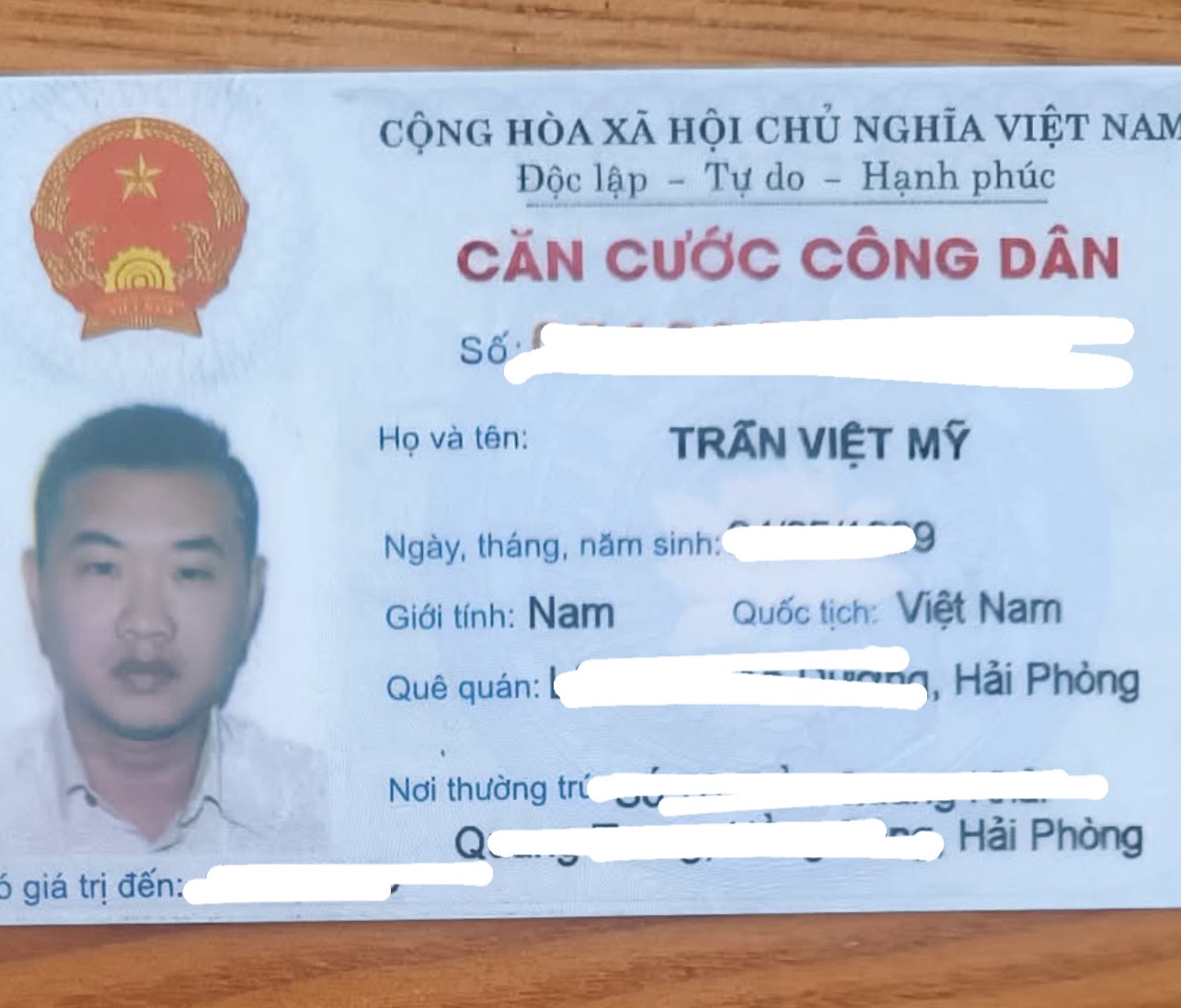 Rơi ví Hải Phòng tên Trần Việt Mỹ 1989