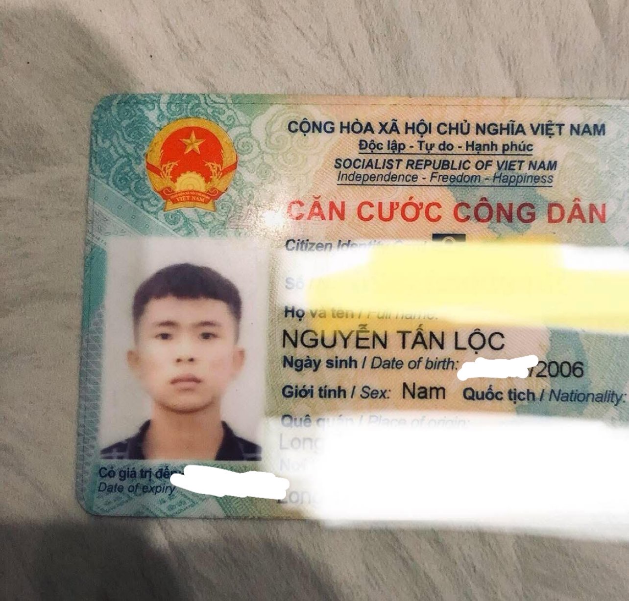 🆘 RƠI VÍ GIẤY TỜ ở Cần Thơ tên Nguyễn Tấn Lộc 2006