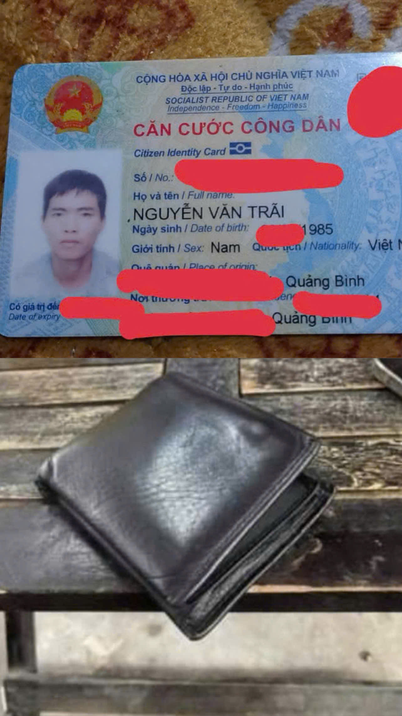 🆘 Rơi ví giấy tờ ở Đồng Hới, Quảng Bình tên Nguyễn Văn Trãi 1985 