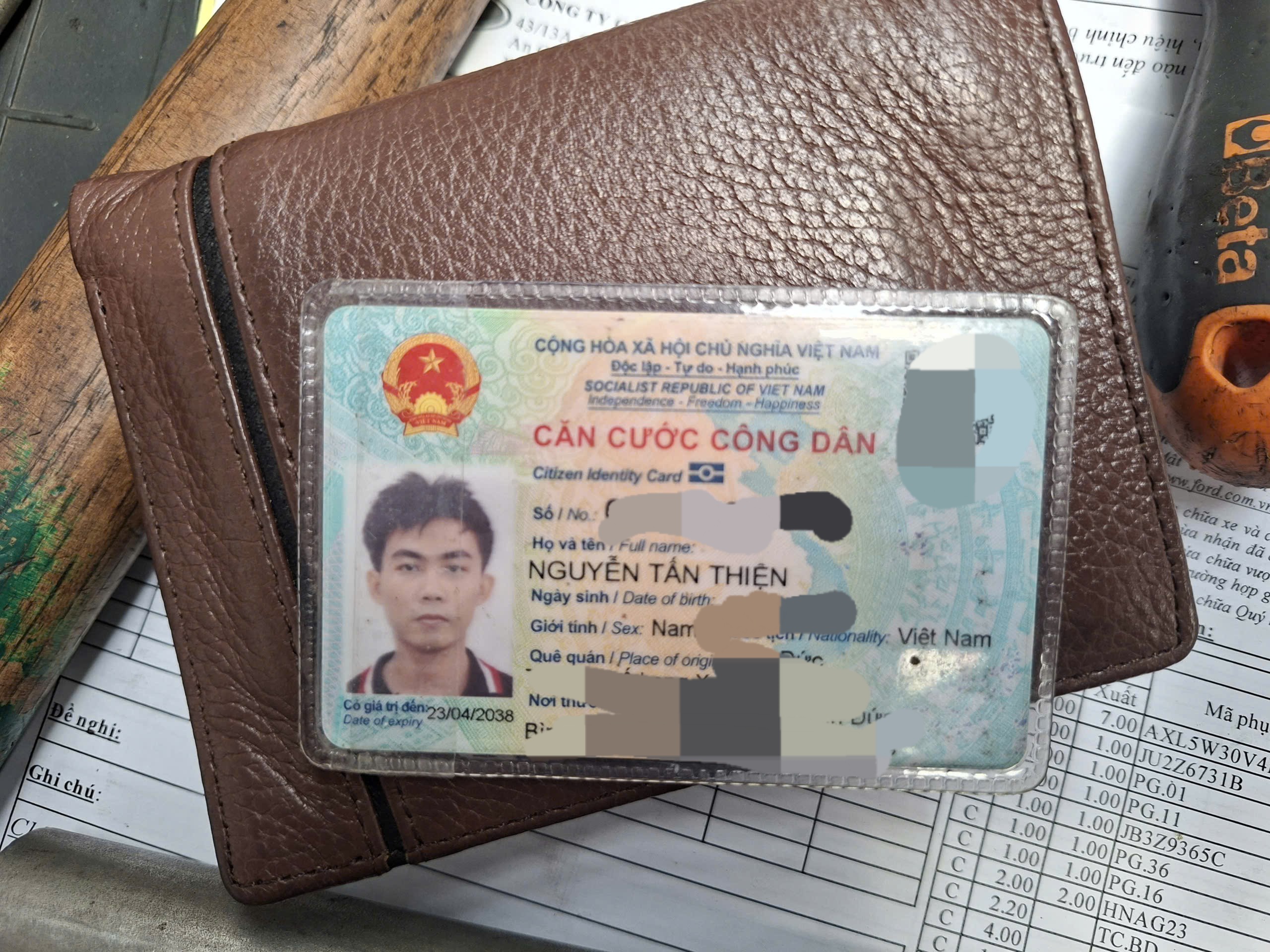 Mất giấy tờ Nguyễn Tấn Thiện trên QLN2 tại Thạnh Lợi, Long An