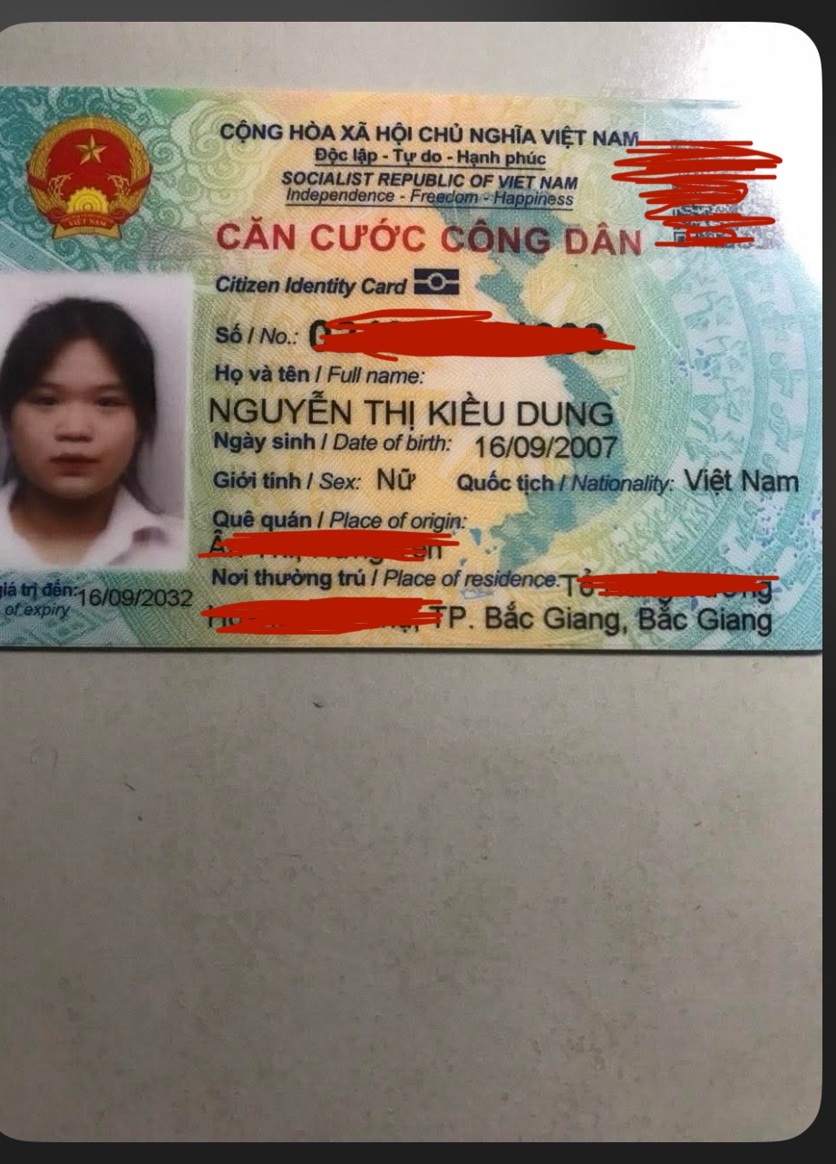 Tìm túi bị rơi, trong túi có căn cước tên Nguyễn Thị Kiều Dung