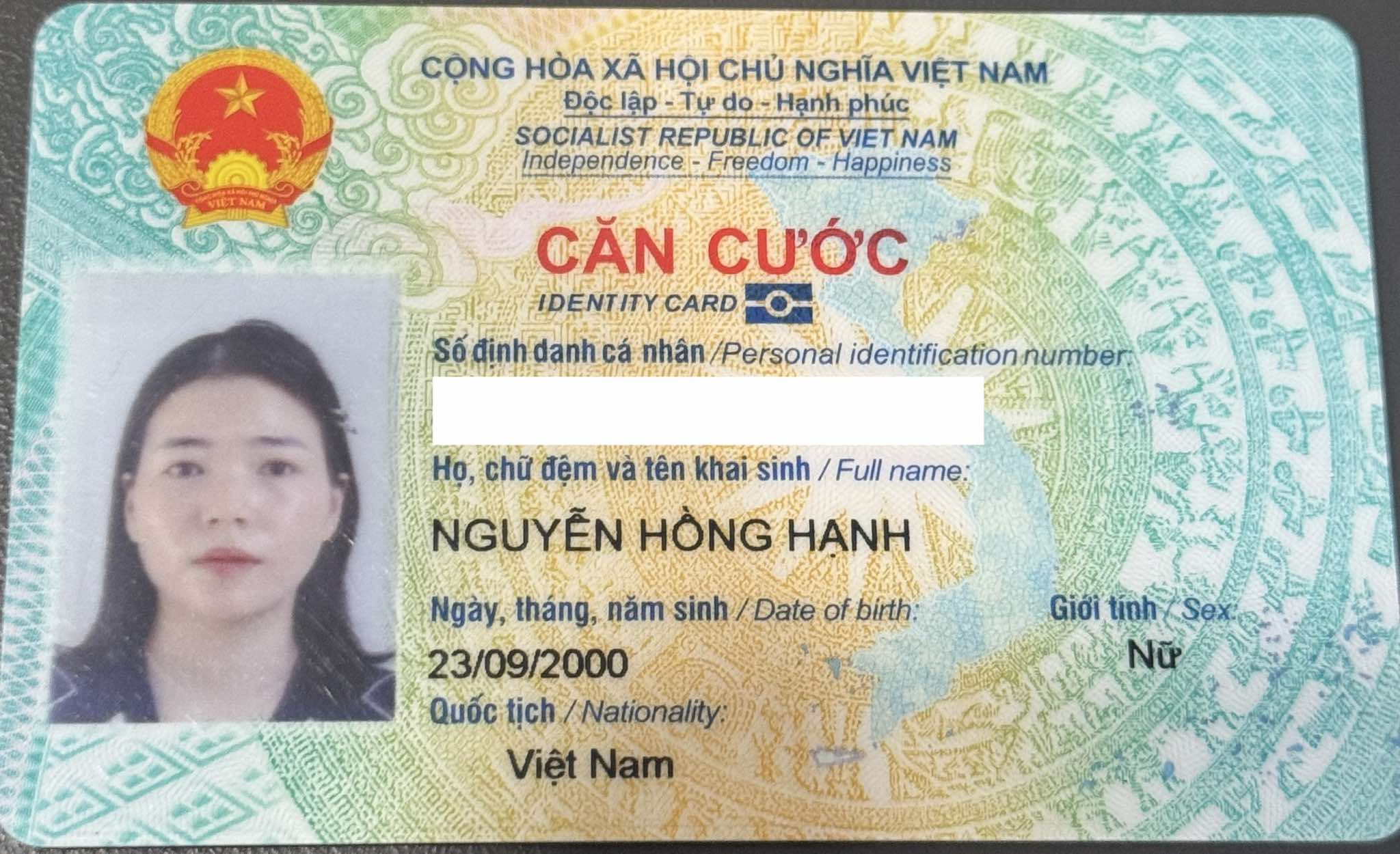 Rơi căn cước ở Hồ Chí Minh tên Nguyễn Hồng Hạnh 2000
