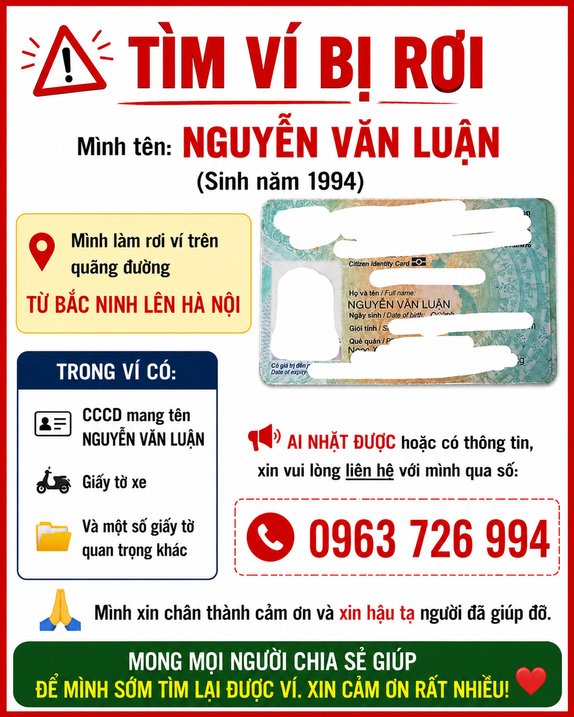 Rơi ví Hà Nội tên Nguyễn Văn Luận 1994