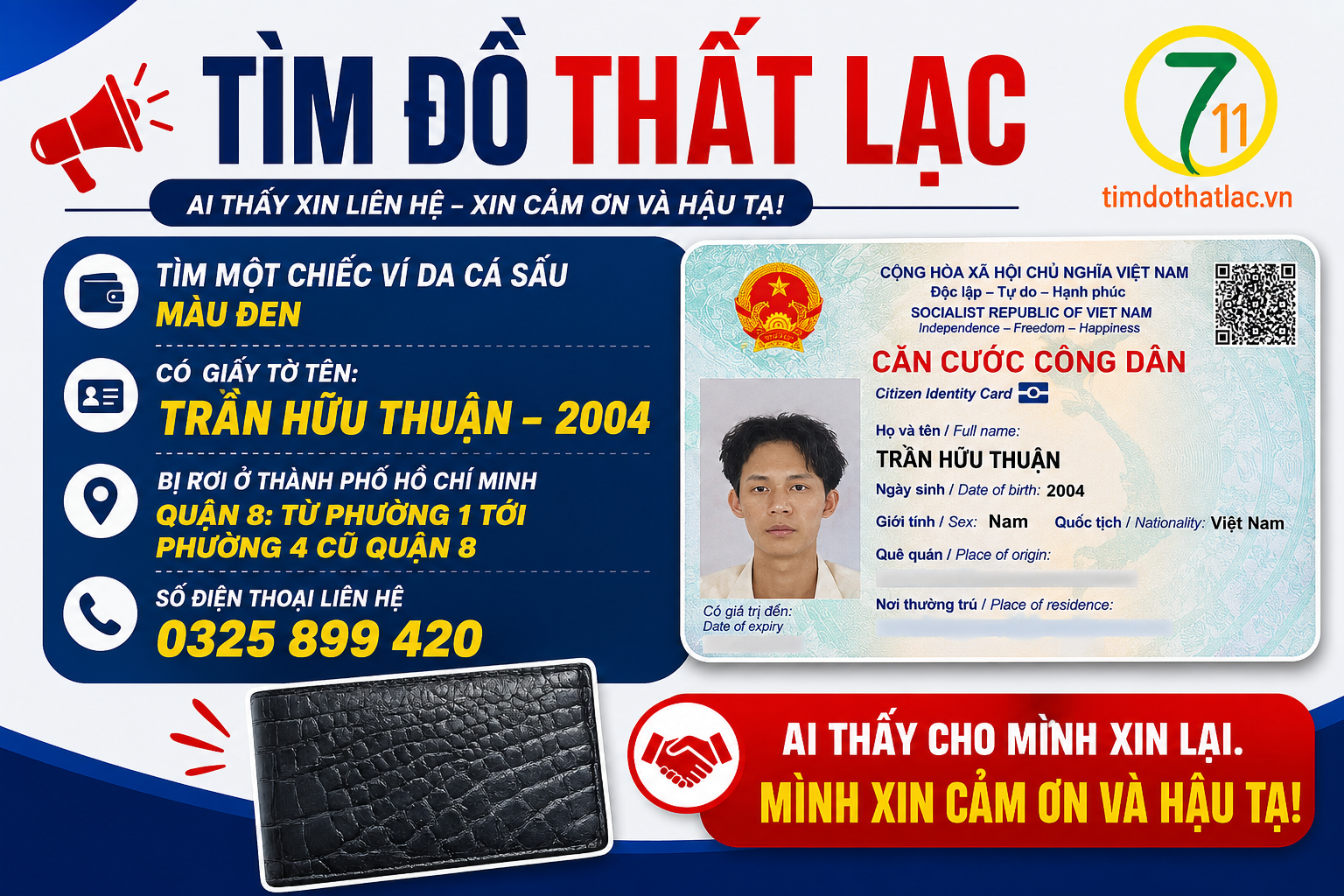 Rơi ví Hồ Chí Minh tên Trần Hữu Thuận 2004