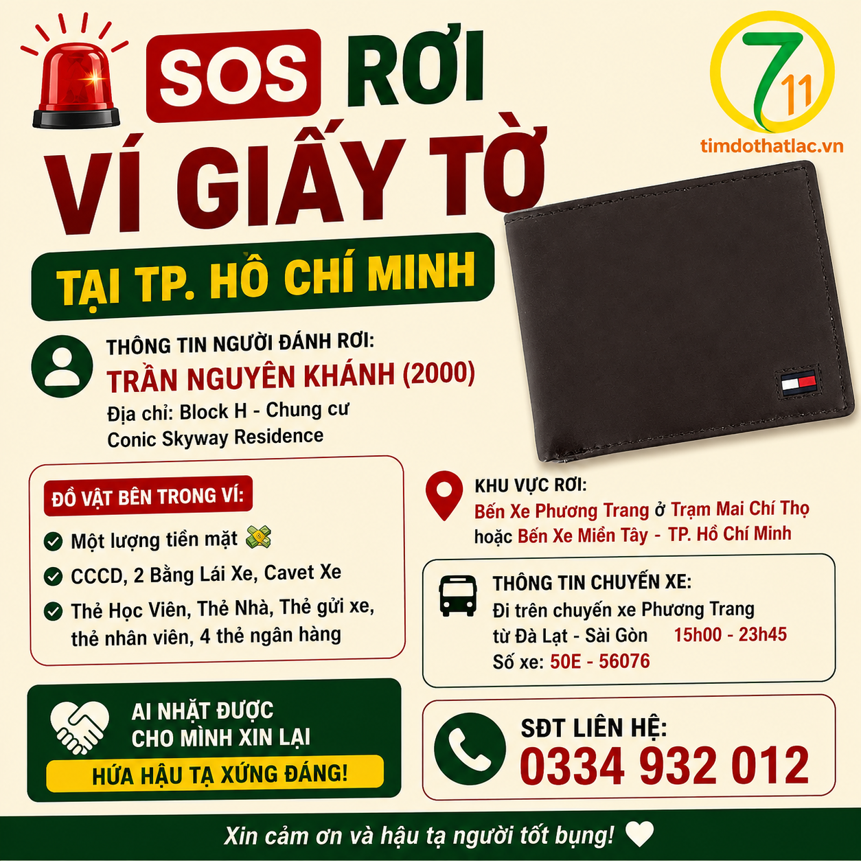 📌 rơi ví tại TP HCM tên Trần Nguyên Khánh 2000