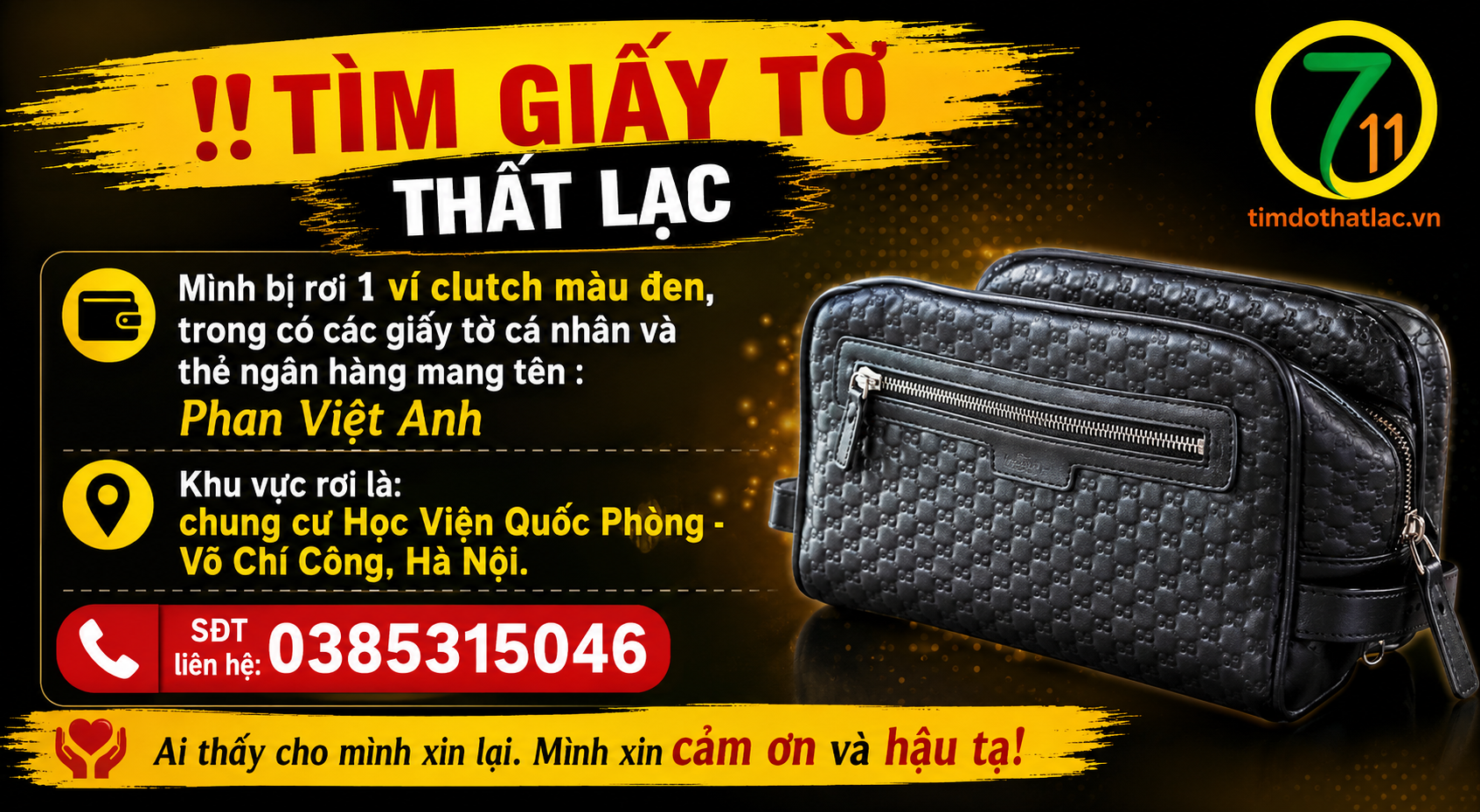 Rơi ví ở Hà Nội tên Phan Việt Anh