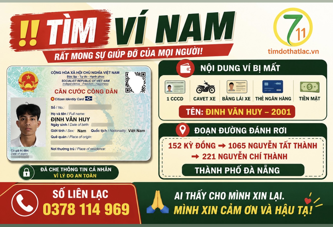 Rơi ví ở Đà Nẵng tên Đinh Văn Huy 2001