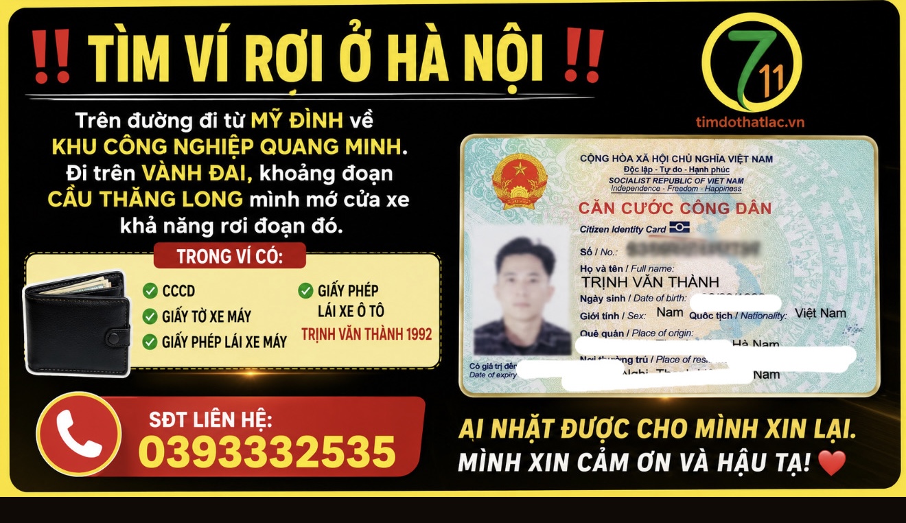 Rơi ví ở Hà Nội tên Trịnh Văn Thành 1992