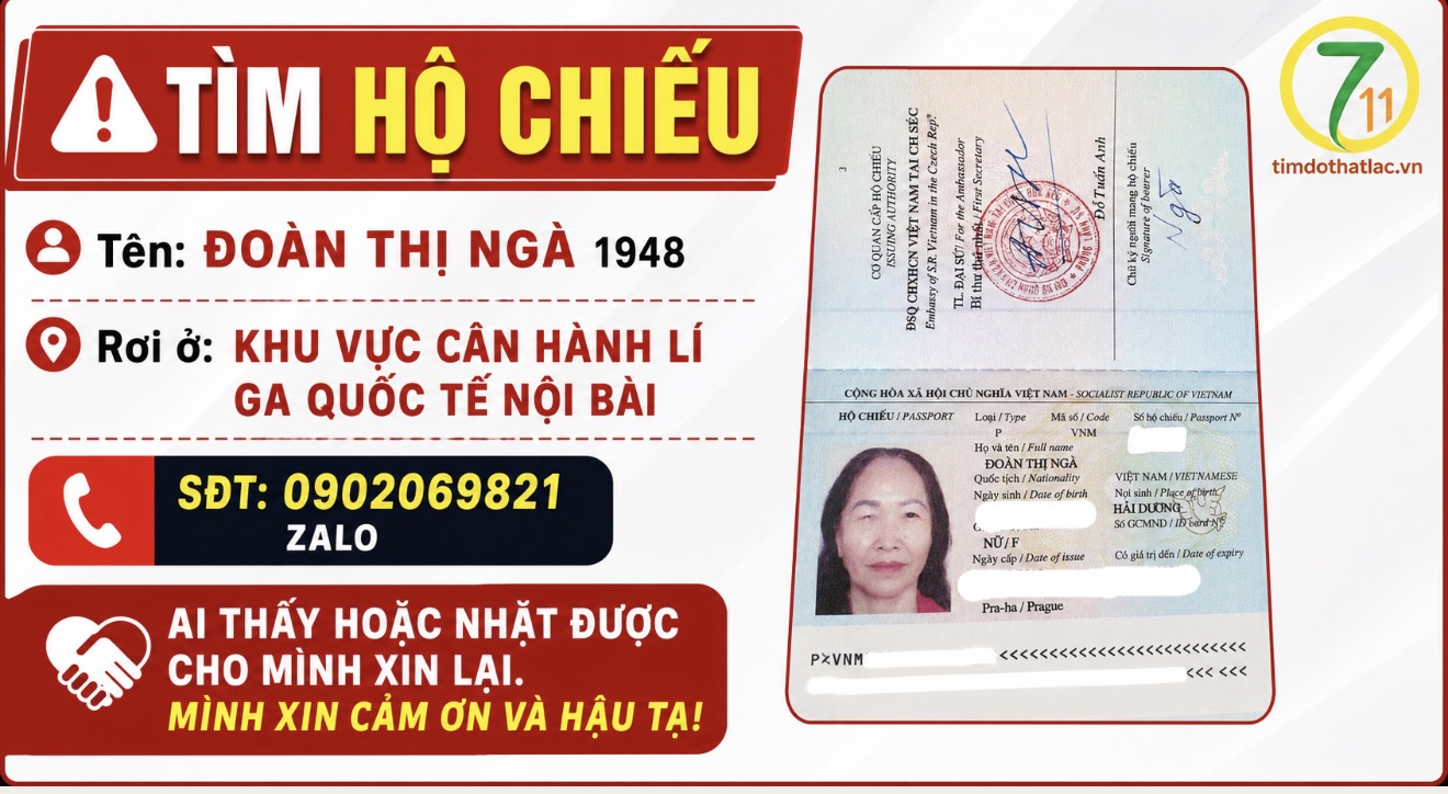 Rơi hộ chiếu ở sân bay Nội Bài tên Đoàn Thị Ngà 1948