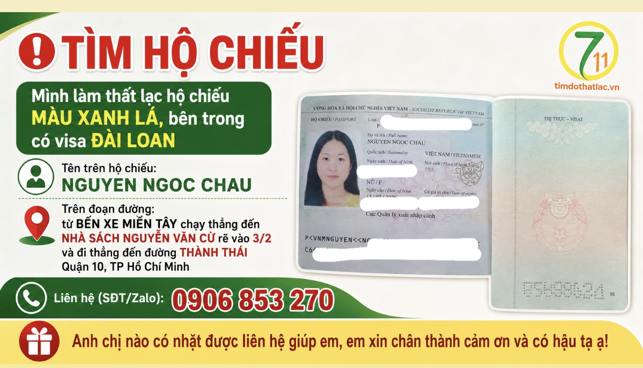 Rơi hộ chiếu ở Hồ Chí Minh tên Nguyễn Ngọc Châu