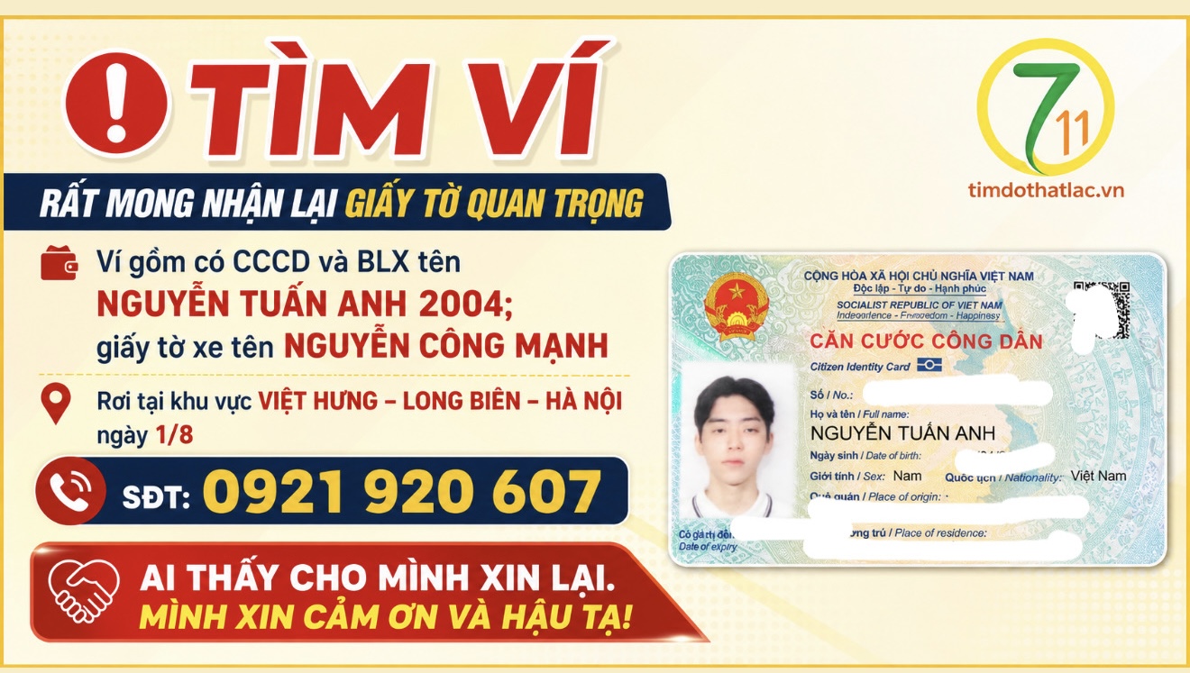 Rơi ví ở Hà Nội tên Nguyễn Tuấn Anh 2004