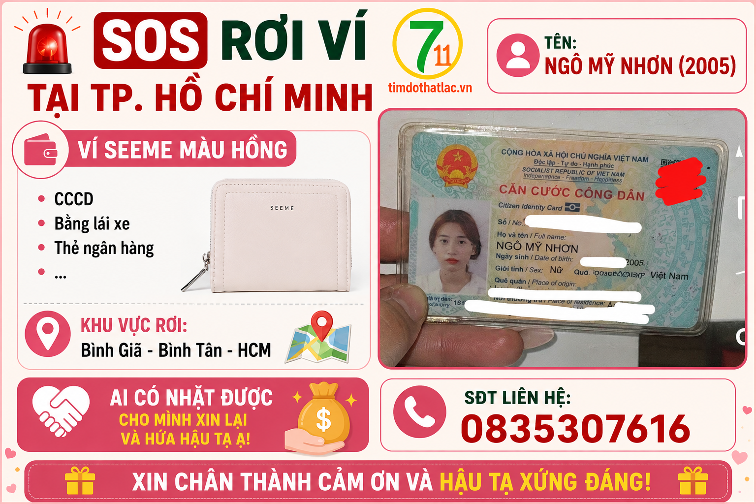 📌 rơi ví tại TP HCM tên Ngô Mỹ Nhơn 2005