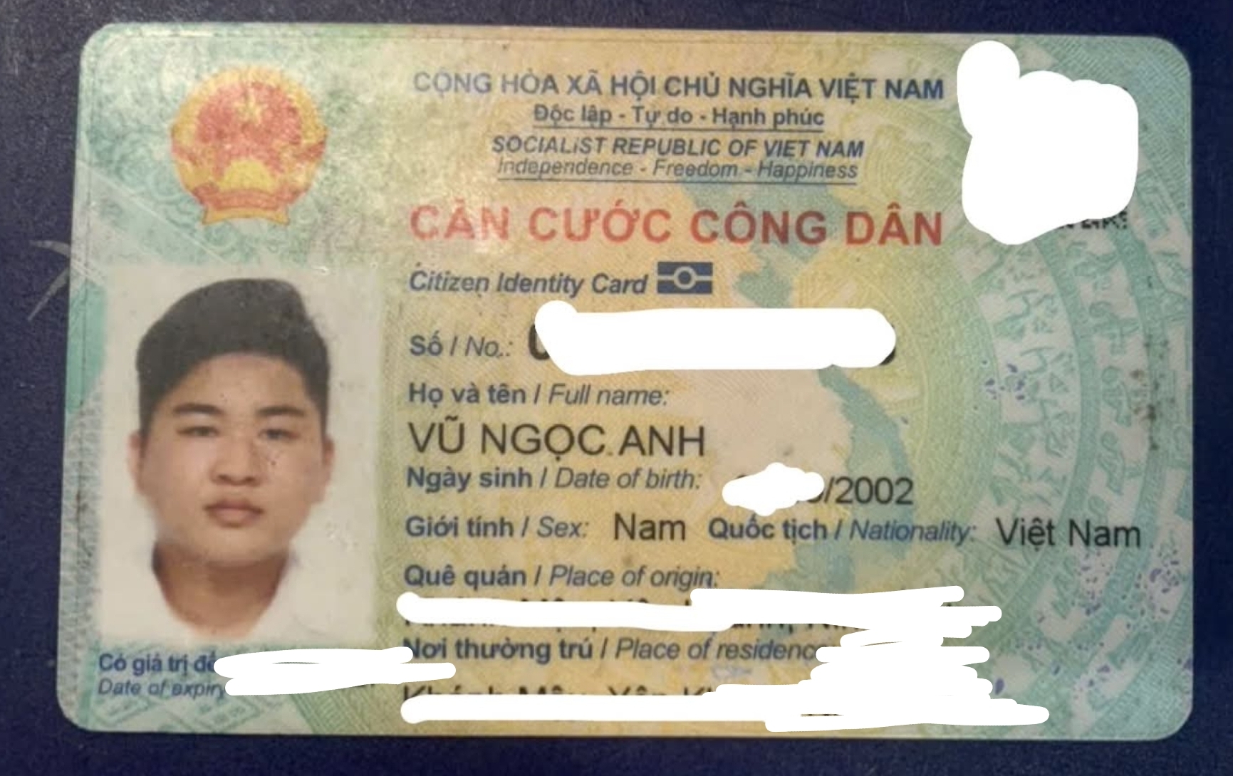 📌 rơi ví tại Cần Thơ tên Vũ Ngọc Anh 2002