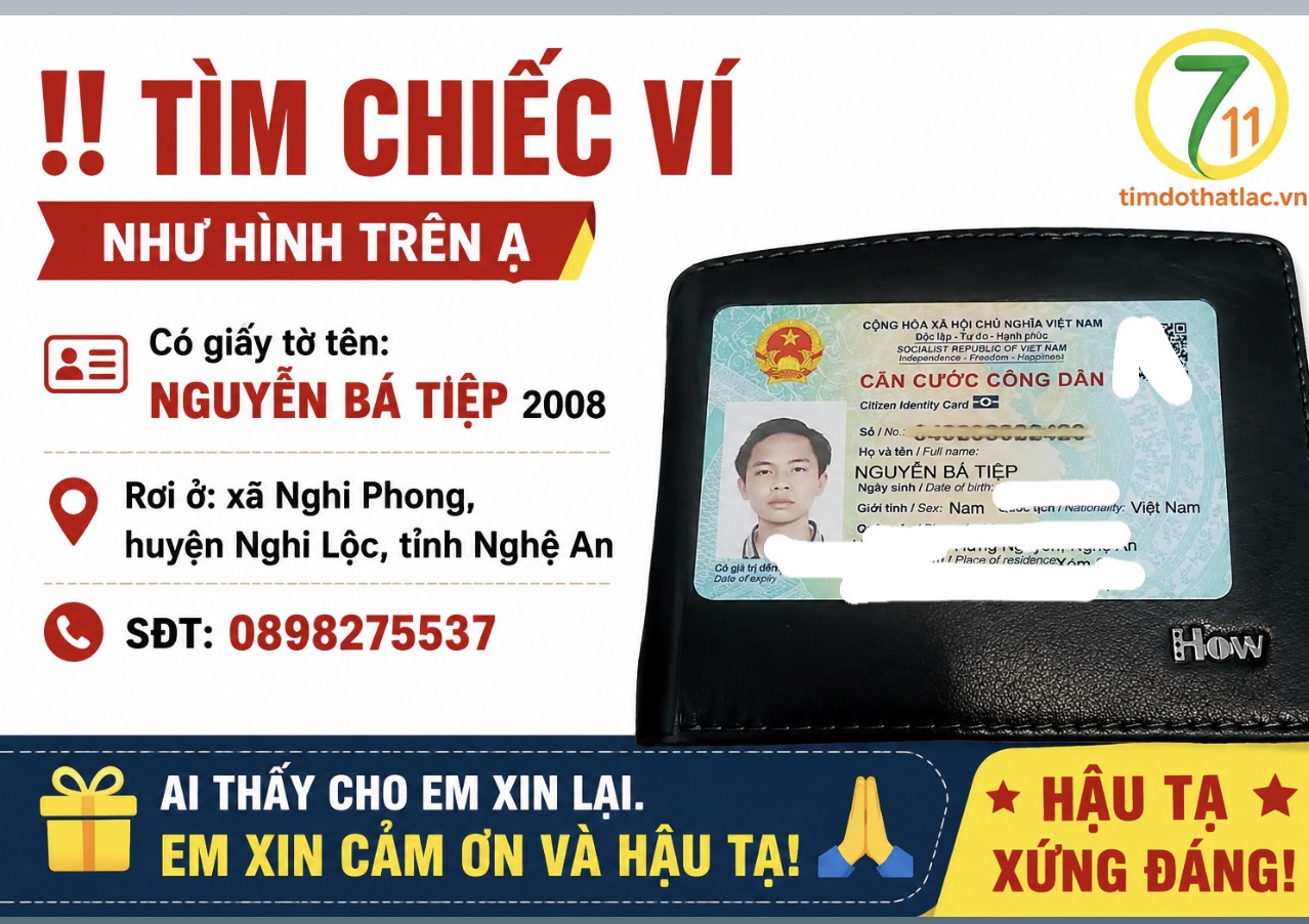 Rơi ví ở Nghệ An tên Nguyễn Bá Tiệp 2008