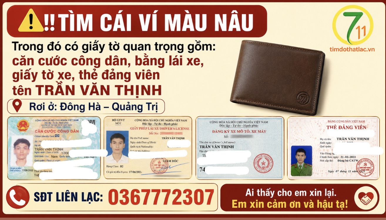 Rơi ví ở Quảng Trị tên Trần Văn Thịnh
