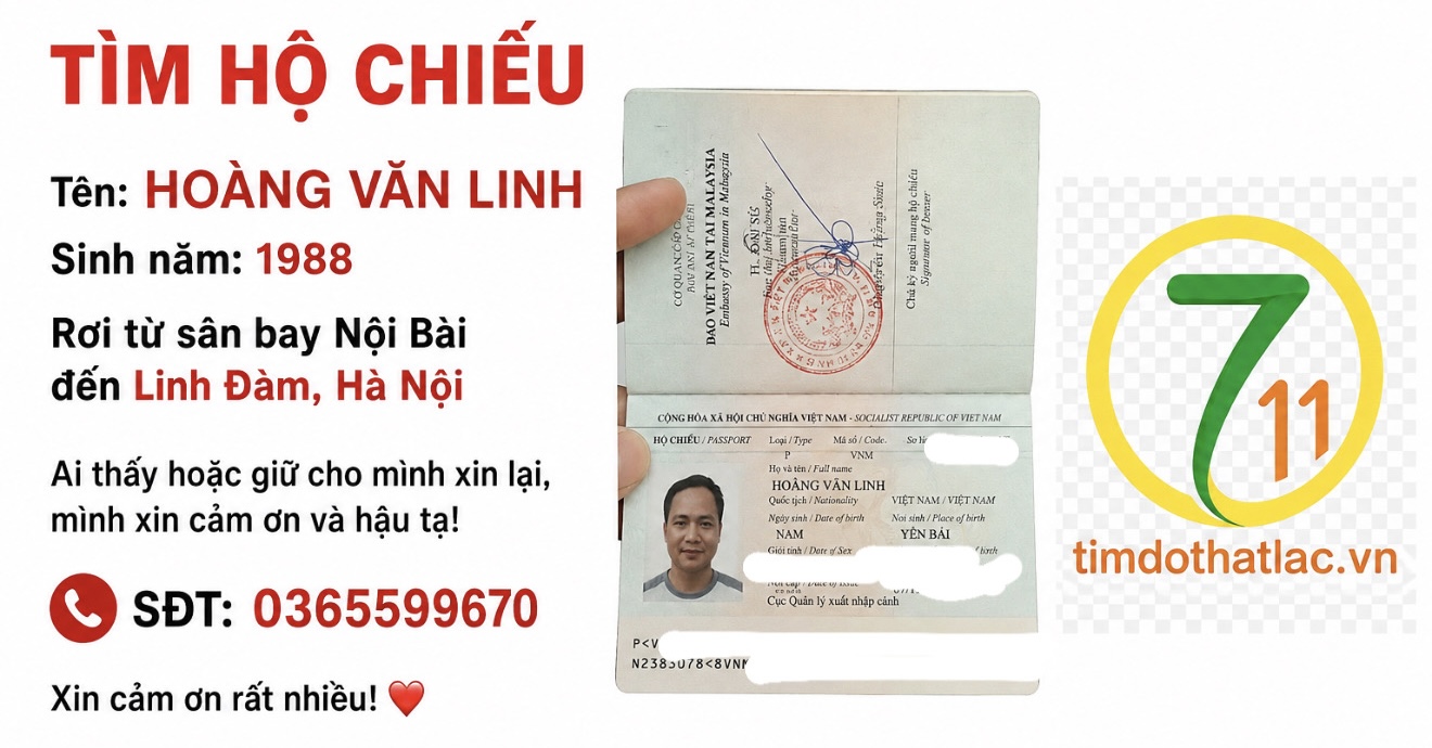 Rơi hộ chiếu ở Hà Nội tên Hoàng Văn Linh 1988