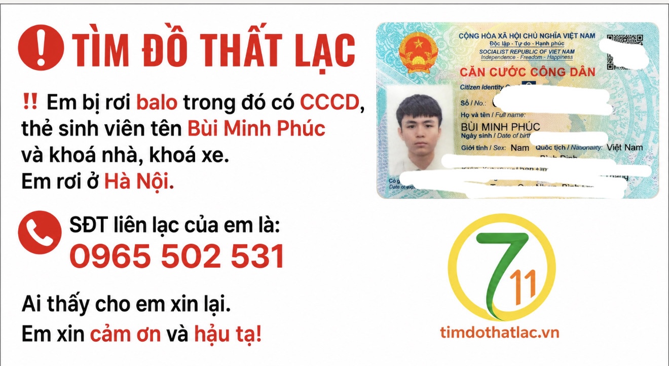 Rơi balo ở Hà Nội tên Bùi Minh Phúc 2006