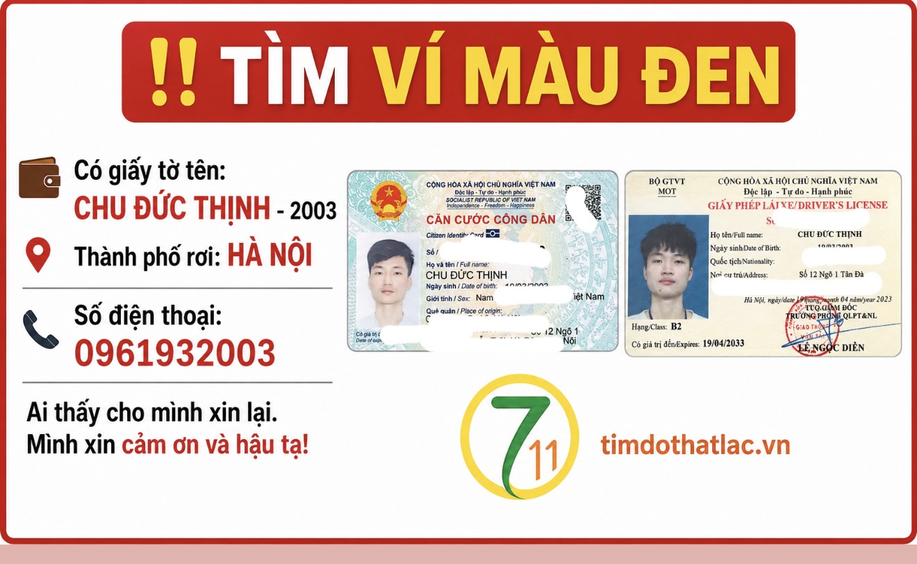 Rơi ví ở Hà Nội tên Chu Đức Thịnh 2003