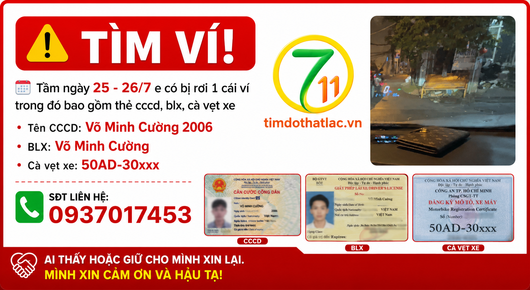 Rơi ví ở Hồ Chí Minh tên Võ Minh Cường 2006