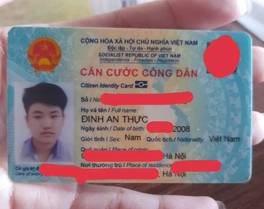 🆘 Rơi ví giấy tờ ở Nam Định tên Đinh An Thực 2008 