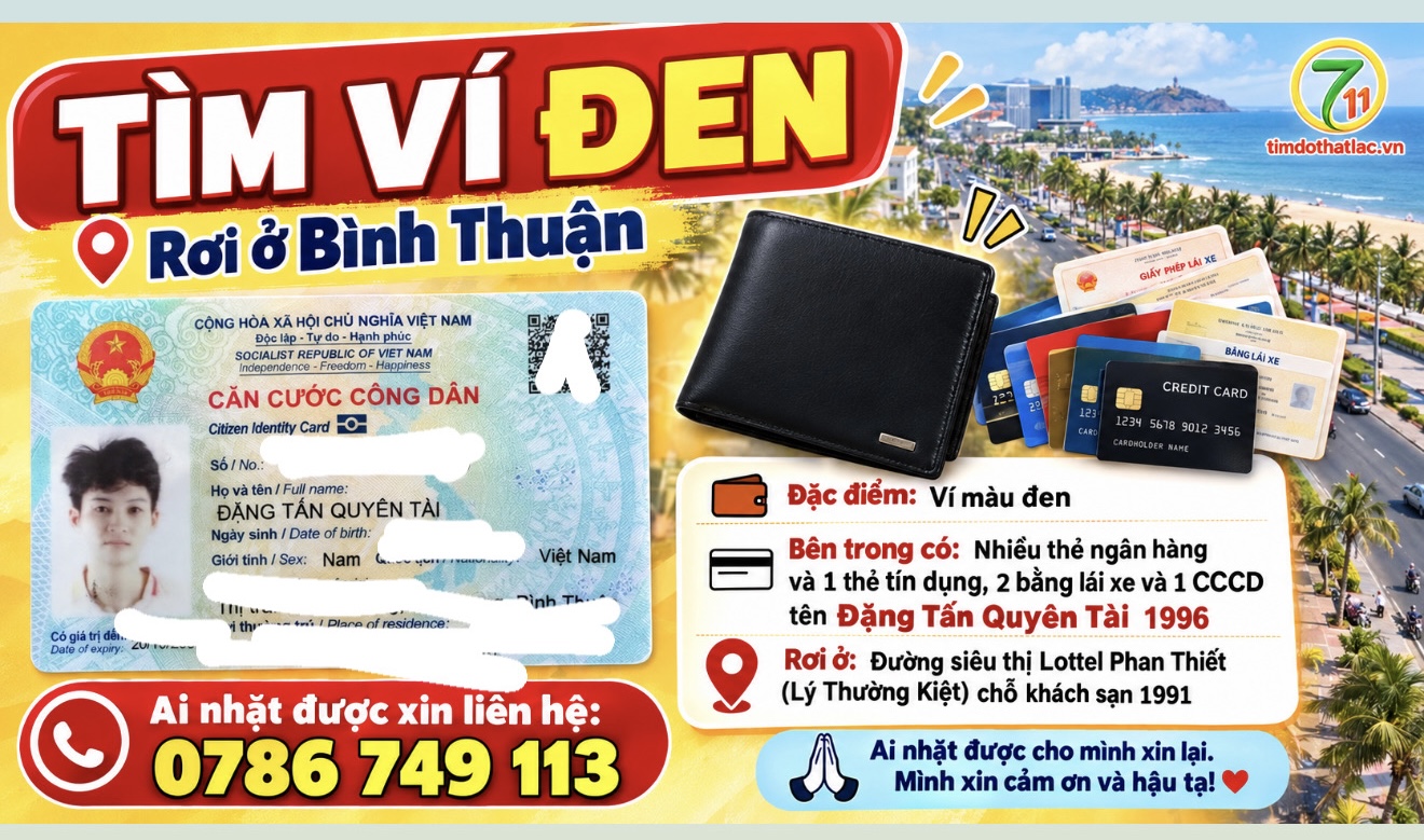 Rơi ví ở Bình Thuận tên Đặng Tấn Quyên Tài 1996