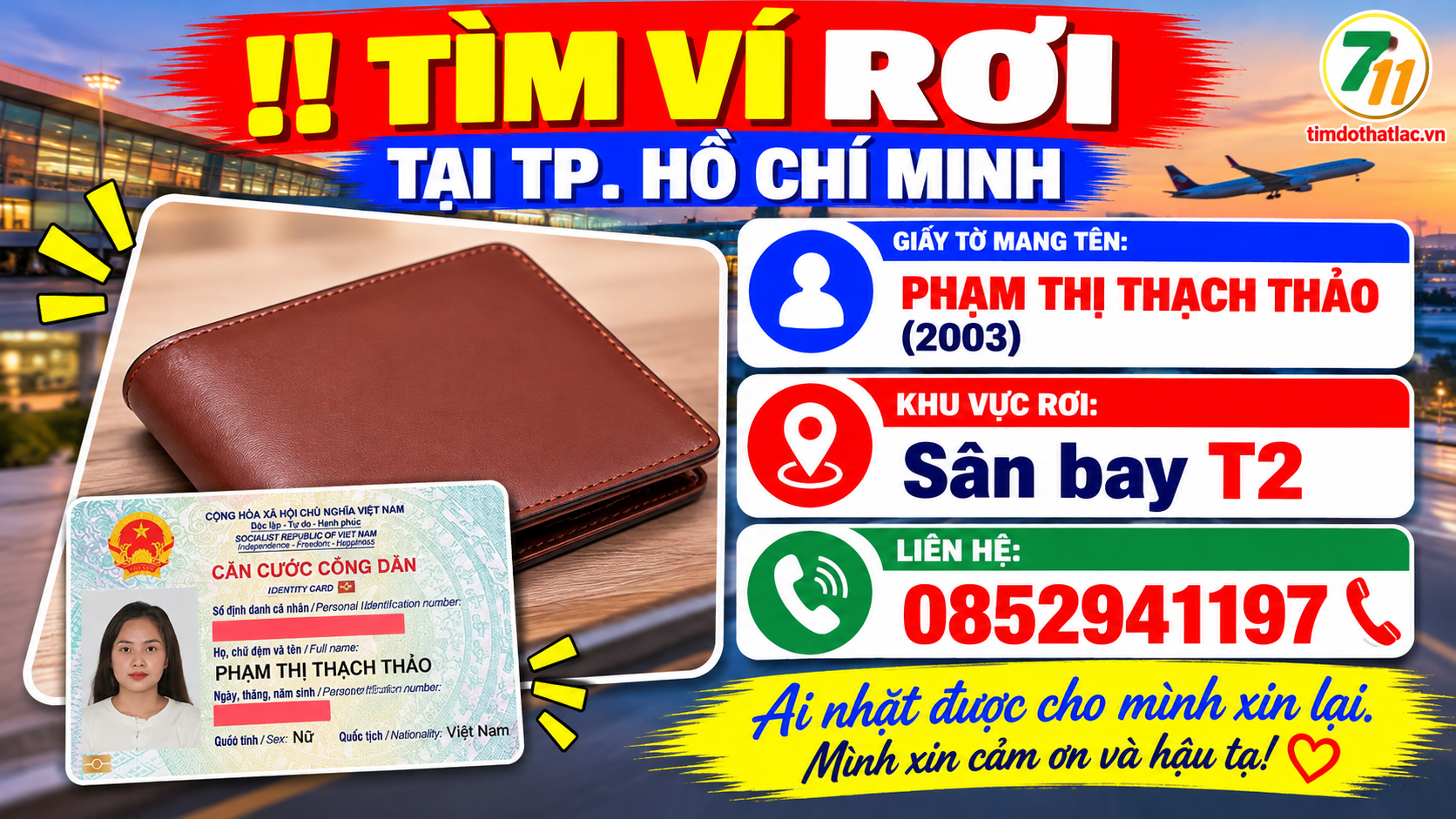 Rơi ví ở Hồ Chí Minh tên Phạm Thị Thạch Thảo 2003