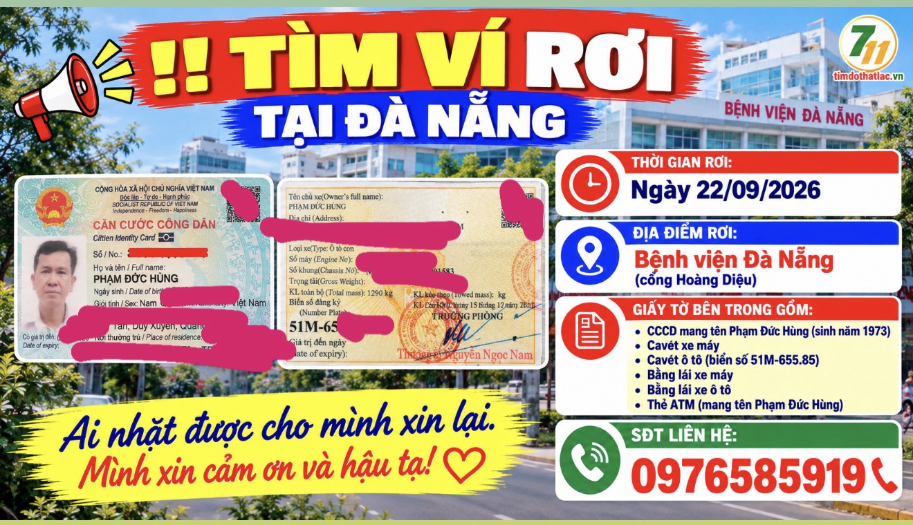 Rơi ví ở Đà Nẵng tên Phạm Đức Hùng 1973