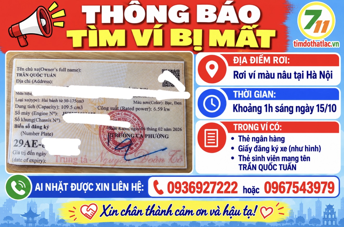 Rơi ví ở Hà Nội tên Trần Quốc Tuấn