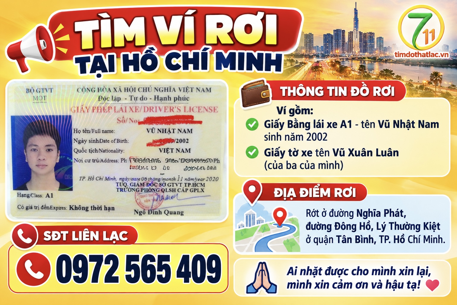 Rơi ví ở Hồ Chí Minh tên Vũ Nhật Nam 2002